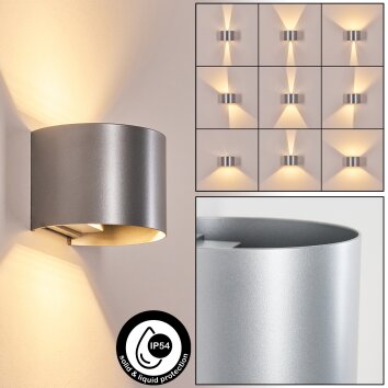 Tamarin Lampada da parete per esterno, Lampade Up & Down, Applique LED Argento, 1-Luce