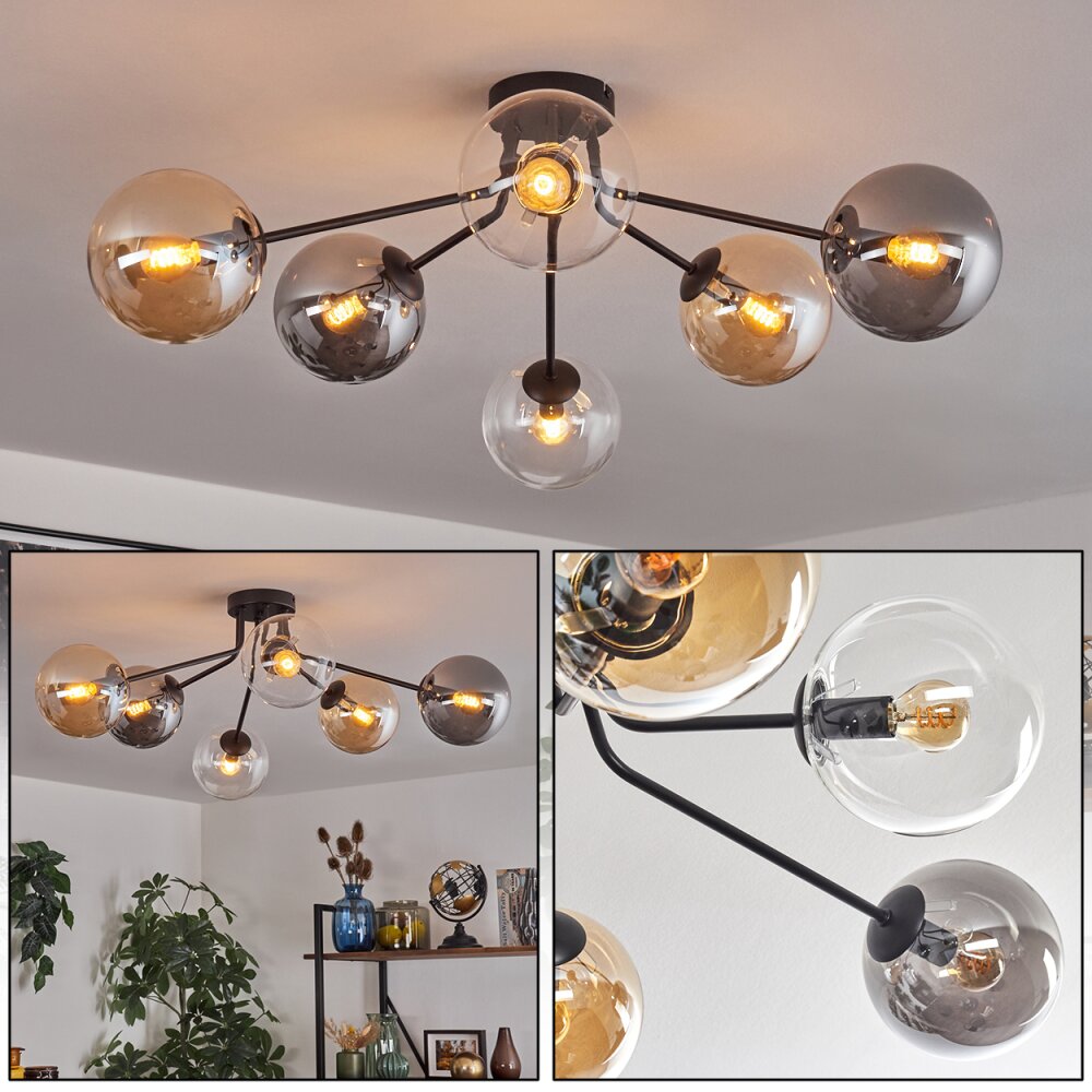 Gastor Plafoniera 74 cm Ambrato, Chiaro, Grigio fumo, 6-Luci main product photo