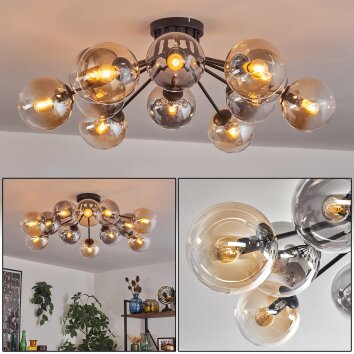 Gastor Plafoniera 91 cm Ambrato, Chiaro, Grigio fumo, 12-Luci
