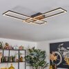 Macos Plafoniera, Faretto da soffitto LED Marrone, Aspetto del legno, Nero, 1-Luce