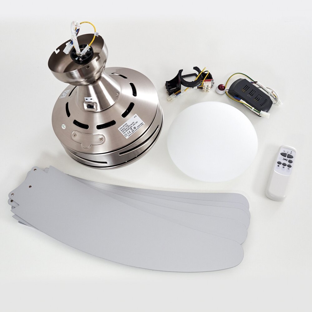Vevey Ventilatore Da Soffitto Legno Chiaro, Nichel Opaco, Argento - 6