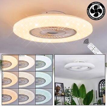 Benesal Plafoniera, Lampada con ventilatore LED Bianco, 1-Luce, Telecomando