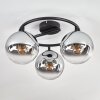 Gastor Plafoniera, Lampada a sfera 37 cm Cromo, Chiaro, Grigio fumo, 3-Luci