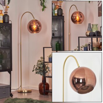 Koyoto Lampada a sfera, Lampada da terra Ottone, 1-Luce
