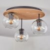 Koyoto Plafoniera, Lampada a sfera 40 cm Marrone, Aspetto del legno, Nero, 3-Luci