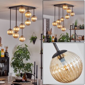 Chehalis Plafoniera, Lampada a sfera Ambrato, 9-Luci