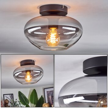 Mertola Plafoniera Cromo, Grigio fumo, 1-Luce