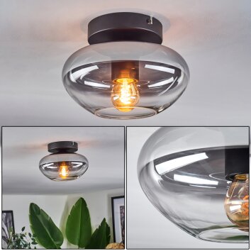 Mertola Plafoniera Cromo, Grigio fumo, 1-Luce