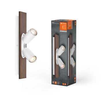 Illuminazione Ledvance Spot Plafoniera, Faretto da soffitto LED Aspetto del legno, Bianco, 2-Luci