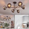Gastor Plafoniera, Lampada a sfera 80 cm Cromo, Chiaro, Grigio fumo, 6-Luci