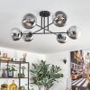 Gastor Plafoniera, Lampada a sfera 80 cm Cromo, Chiaro, Grigio fumo, 6-Luci