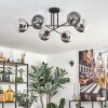 Gastor Plafoniera, Lampada a sfera 80 cm Cromo, Chiaro, Grigio fumo, 6-Luci