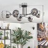 Gastor Plafoniera, Lampada a sfera 80 cm Cromo, Chiaro, Grigio fumo, 6-Luci