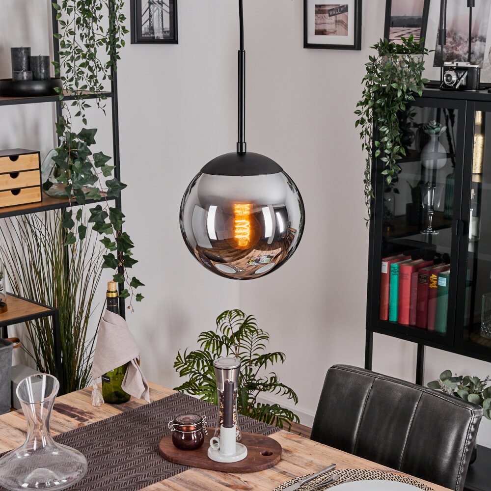 Gastor Lampadario a sospensione, Lampada a sfera 20 cm Cromo, Grigio fumo, 1-Luce main product photo