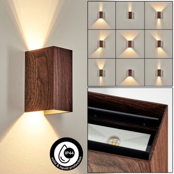 Woods Lampada da parete per esterno, Lampade Up & Down LED Aspetto del legno, Nero, 1-Luce