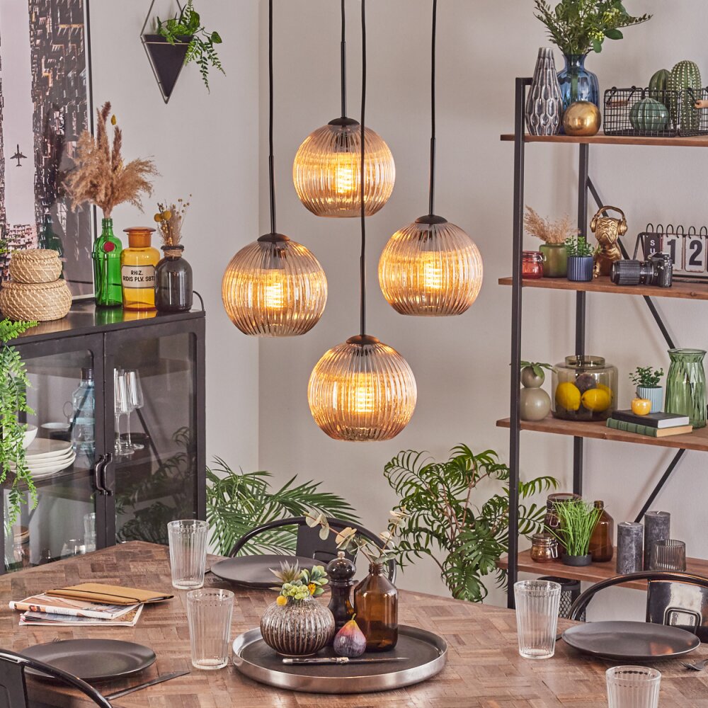 Koyoto Lampadario a sospensione, Lampada a sfera 35 cm Ambrato, 4-Luci main product photo