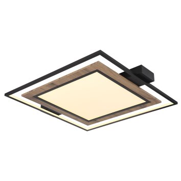 Illuminazione Globo Lighting GABALDO Plafoniera LED Aspetto del legno, Nero, Bianco, 1-Luce