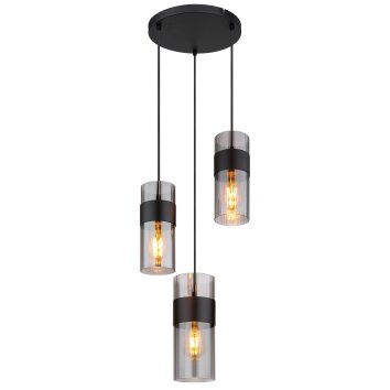 Illuminazione Globo Lighting Scarfina Lampadario a sospensione Nero, 3-Luci