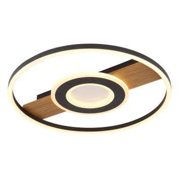 Illuminazione Globo Lighting Pikara Plafoniera LED Aspetto del legno, Nero, 1-Luce