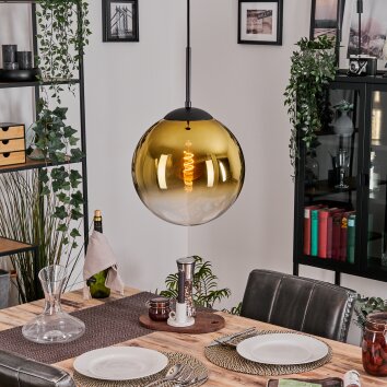 Gastor Lampadario a sospensione, Lampada a sfera 30 cm Oro, Chiaro, 1-Luce