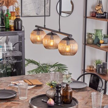 Koyoto Lampadario a sospensione, Lampada a sfera, Lampada a sospensione Ambrato, 3-Luci