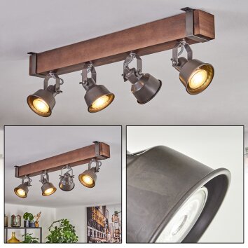 Pehefito Plafoniera, Faretto da soffitto Marrone scuro, Grigio, 4-Luci