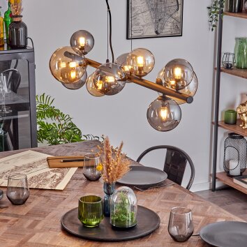 Chehalis Lampadario a sospensione, Lampada a sfera, Lampada a sospensione Ambrato, Grigio fumo, 10-Luci