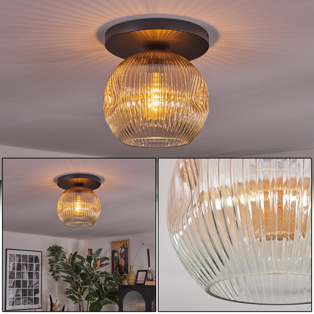 Ripoll Plafoniera, Lampada a sfera Ambrato, Chiaro, 1-Luce main product photo