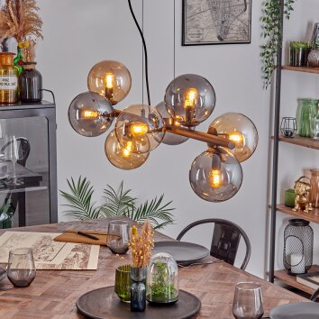 Gastor Lampadario a sospensione, Lampada a sfera, Lampada a sospensione Ambrato, Grigio fumo, 8-Luci