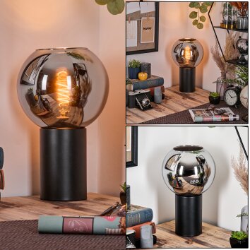 Koyoto Lampada a sfera, Lampada da scrivania, Lampada da tavolo Cromo, Grigio fumo, 1-Luce