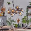Koyoto Lampadario a sospensione, Lampada a sfera, Lampada a sospensione Cromo, Chiaro, Grigio fumo, 8-Luci