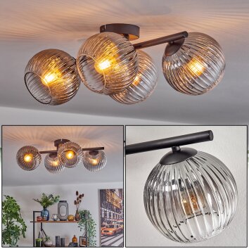 Koyoto Plafoniera, Lampada a sfera Chiaro, Grigio fumo, 4-Luci Koyoto Plafoniera, Lampada a sfera Chiaro, Grigio fumo, 4-Luci
