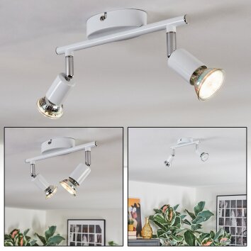 Gjedso Plafoniera, Faretto da soffitto LED Cromo, Bianco, 2-Luci