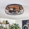 Tourais Plafoniera, Lampada con ventilatore LED Aspetto del legno, Nero, 4-Luci, Telecomando