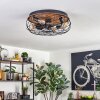 Tourais Plafoniera, Lampada con ventilatore LED Aspetto del legno, Nero, 4-Luci, Telecomando