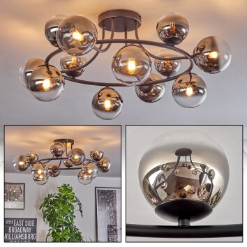 Chehalis Plafoniera, Lampada a sfera 76 cm Cromo, Chiaro, Grigio fumo, 12-Luci