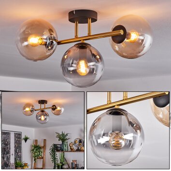 Gastor Plafoniera, Lampada a sfera 42 cm Oro, Nero, 3-Luci