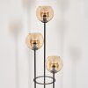 Koyoto Lampada a sfera, Lampada da terra Legno scuro, Nero, 3-Luci