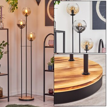 Koyoto Lampada da terra 30 cm Legno chiaro, Nero, 3-Luci