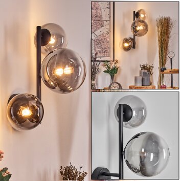 Chehalis Lampada a sfera, Applique 23 cm Cromo, Chiaro, Grigio fumo, 3-Luci