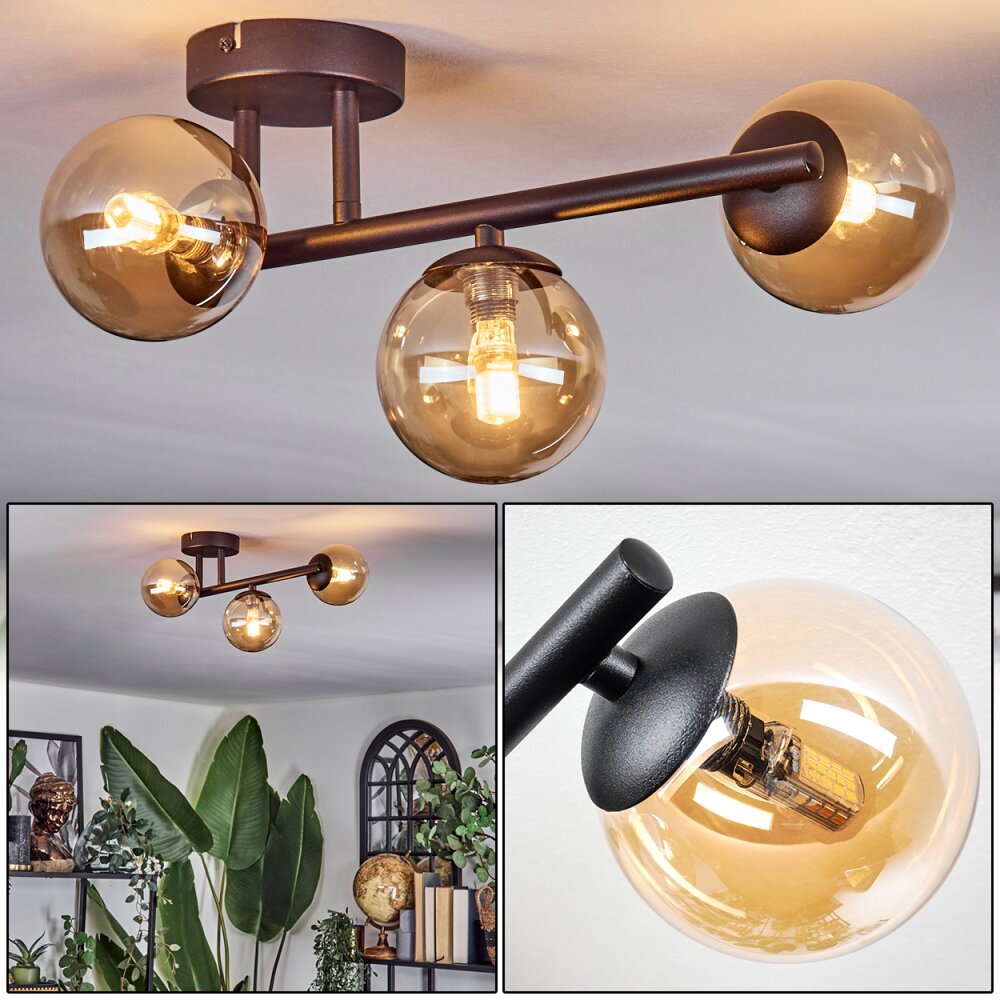 Chehalis Plafoniera, Lampada a sfera Ambrato, 3-Luci main product photo