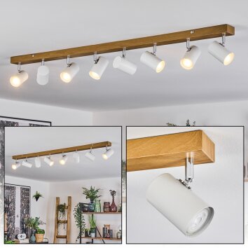 Gesteira Plafoniera, Faretto da soffitto Cromo, Aspetto del legno, 8-Luci