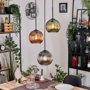Koyoto Lampadario a sospensione, Lampada a sfera, Lampada a sospensione Nero, 3-Luci