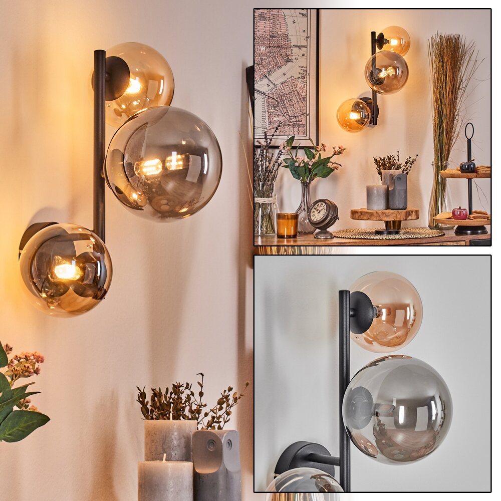 Chehalis Lampada a sfera, Applique Ambrato, Grigio fumo, 3-Luci main product photo