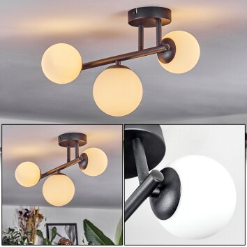 Chehalis Plafoniera, Lampada a sfera Bianco, 3-Luci