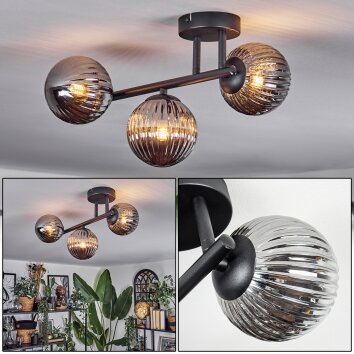 Chehalis Plafoniera, Lampada a sfera Grigio fumo, 3-Luci