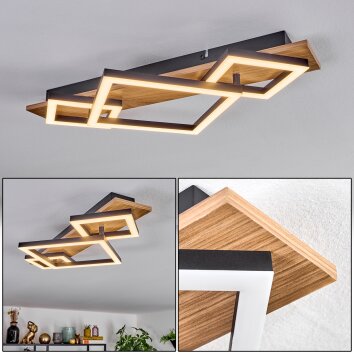 Cabanas Plafoniera LED Aspetto del legno, Nero, 1-Luce