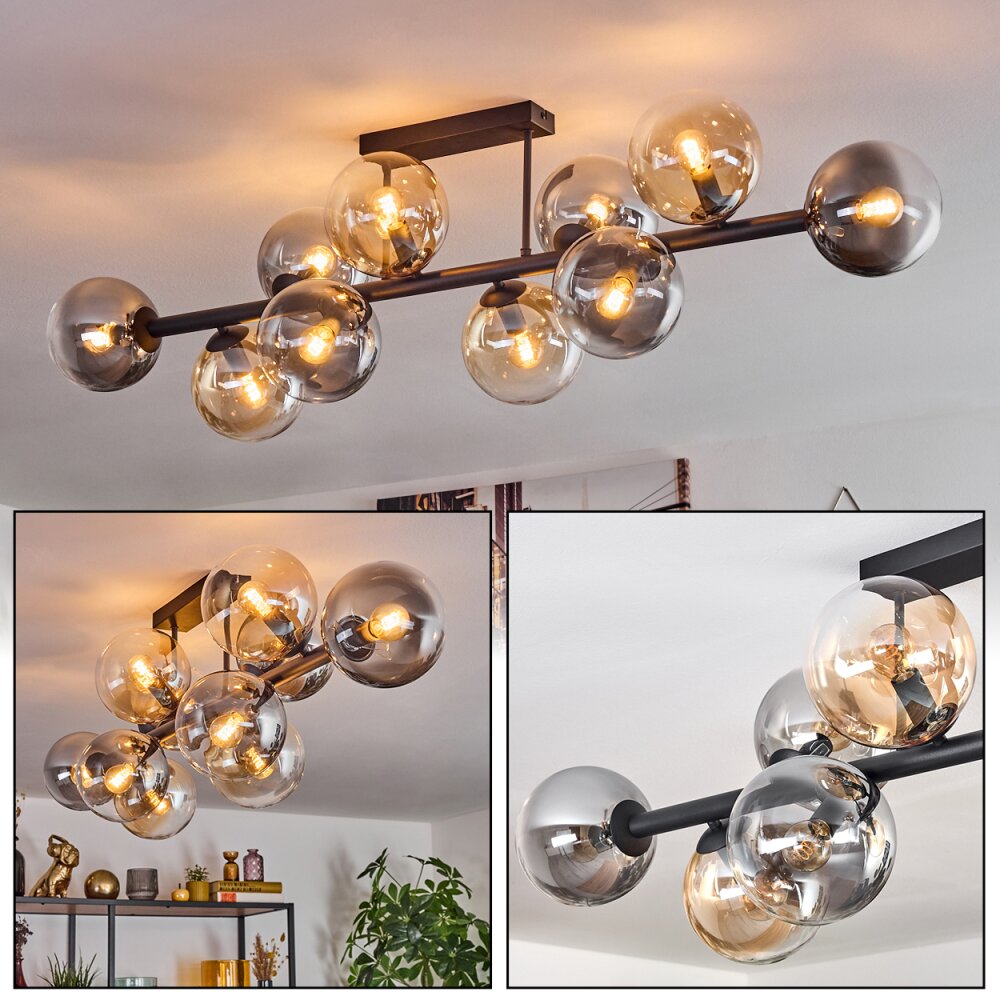Gastor Plafoniera, Lampada a sfera Ambrato, Chiaro, Grigio fumo, 10-Luci main product photo