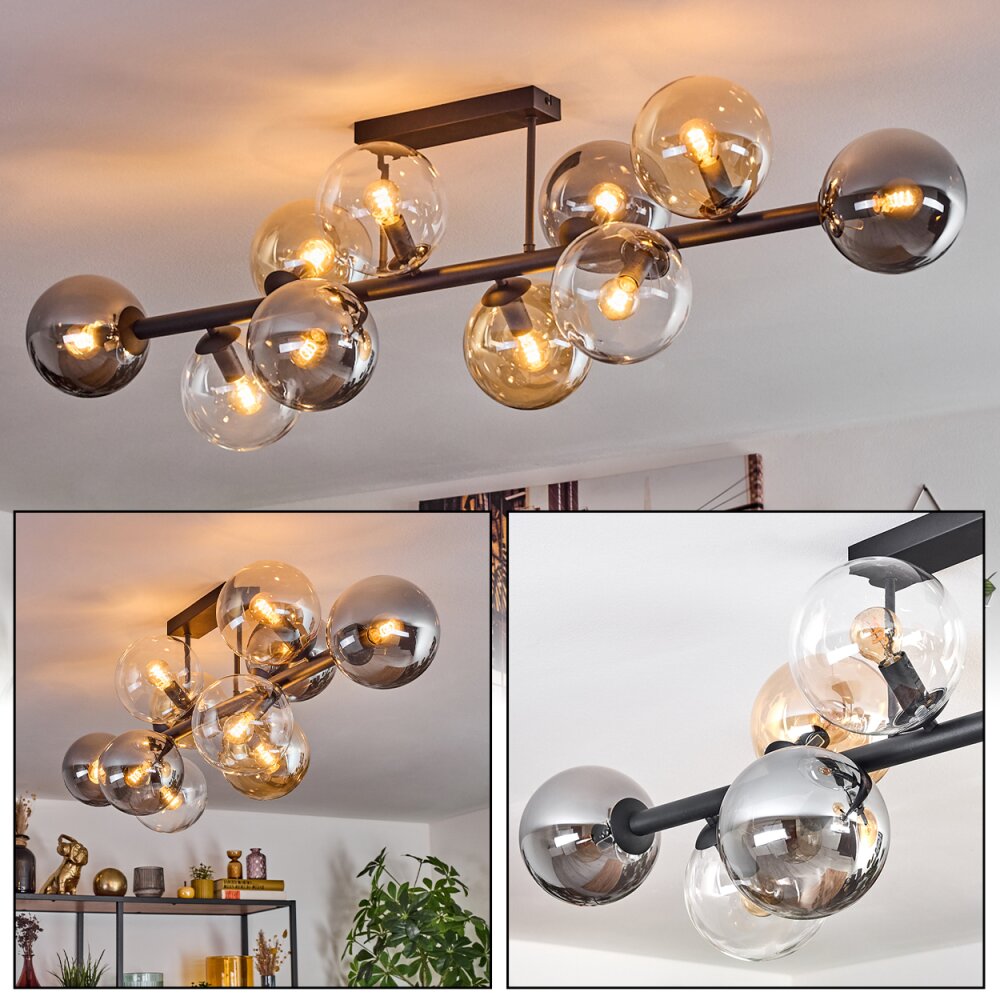 Gastor Plafoniera, Lampada a sfera Ambrato, Chiaro, Grigio fumo, 10-Luci main product photo
