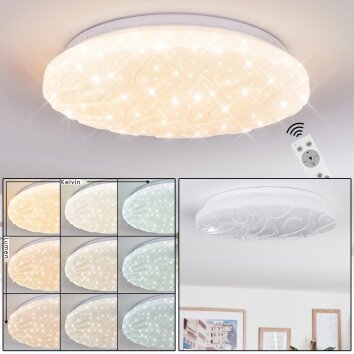 Deral Plafoniera LED Bianco, 1-Luce, Telecomando